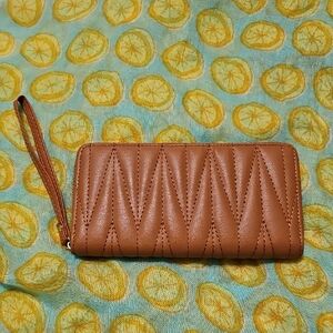 Brown Quilted Wristlet
